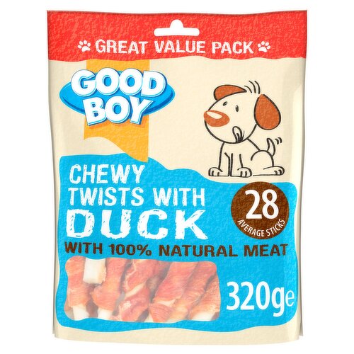 A Complementary Pet Food for Dogs<br/><br/><b>Features</b><br/>With 100% natural duck breast meat<br/>Only 2% fat<br/>Ideal treat for sensitive tummies<br/><br/><b>Pack Size</b><br/>320g ℮<br/><br/><br/><b>Ingredients</b><br/>Duck Breast (54%)<br/>Rawhide<br/>Tapioca Starch<br/>Glycerin<br/>Salt<br/><br/><b>Safety Warning</b><br/>This treat should be given under supervision, on a non-stainable surface. Not suitable for puppies under 4 months. To avoid a potential choking hazard, ensure you choose a treat which is an appropriate size for the breed and age of your dog. This pouch may contain a deoxidiser sachet which must be discarded and not fed to your dog.<br/>
<br/>
Warning: This product is packed on a site that handles nuts and peanuts.<br/><br/><b>Storage Type</b><br/>Ambient<br/><br/><b>Storage</b><br/>To keep this treat in tip top condition, once opened, reseal and store somewhere cool and dry.<br/><br/><b>Preparation and Usage</b><br/>Feed as a treat as part of a nutritionally balanced diet. Check that your dog has plenty of clean, fresh water available - just in case they get really thirsty.<br/><br/><b>Company Name</b><br/>Armitage Pet Care<br/><br/><b>Company Address</b><br/>Armitage House,<br/>
Colwick,<br/>
Nottingham,<br/>
NG4 2BA,<br/>
UK.<br/><br/><b>Telephone Helpline</b><br/>0115 9381242<br/><br/><b>Web Address</b><br/>www.pawsleyandco.com<br/><br/><b>Return To</b><br/>Armitage Pet Care,<br/>
Armitage House,<br/>
Colwick,<br/>
Nottingham,<br/>
NG4 2BA,<br/>
UK.<br/>
Careline 0115 9381242<br/>
www.pawsleyandco.com<br/><br/><style>table {border-collapse:collapse}td {background:#f0f3f7;border: 1px solid gray;border-collapse:collapse;} th {background:lightgray;border: 1px solid gray;border-collapse:collapse;} .sectHead {font-weight:bold;} </style><p><span class=sectHead>Nutrition</span><table><tr><th></th><th>Analytical Constituents:</th></tr><tr><td>Crude Protein</td><td>72%</td></tr><tr><td>Fat Content</td><td>2%</td></tr><tr><td>Crude Fibres</td><td>1%</td></tr><tr><td>Crude Ash</td><td>2.5%</td></tr><tr><td>Moisture</td><td>18%</td></tr></table></p>