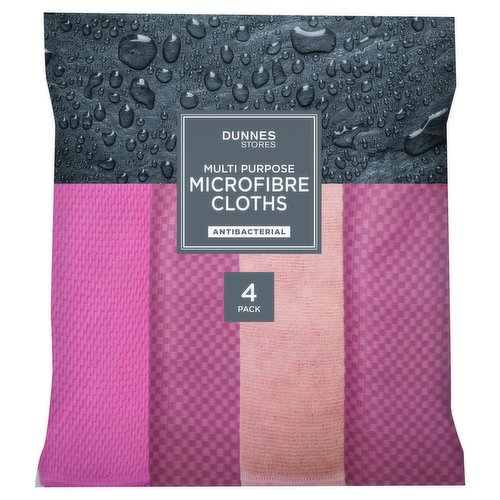 Dunnes Stores 4 Premium Multi Purpose Microfibre Cloths - Antibacterial