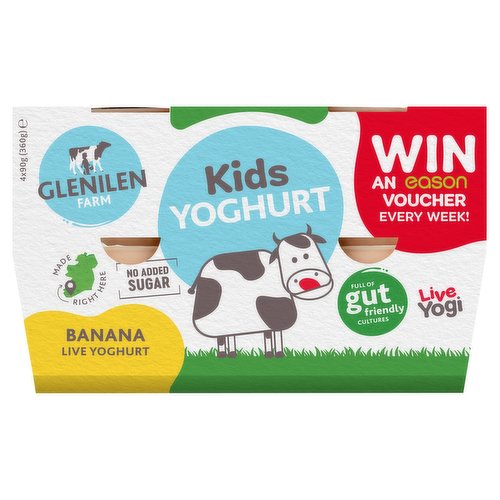 Glenilen Farm Kids Yoghurt Banana Live Yoghurt 4 x 90g (360g)