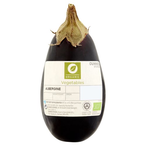 Organic Vegetables Aubergine<br/><br/><b>Features</b><br/>Organic<br/><br/><b>Lifestyle</b><br/>Organic<br/><br/><b>Storage Type</b><br/>Ambient<br/><br/><b>Storage</b><br/>Best kept refrigerated 0°C to +4°C after purchase.<br/><br/><b>Company Name</b><br/>Dunnes Stores<br/><br/><b>Company Address</b><br/>Dunnes Stores,<br/>
46-50 South Great George's Street,<br/>
Dublin 2.<br/>
<br/>
Dunnes Stores,<br/>
Store 3,<br/>
Forestside S.C.,<br/>
Upr. Galwally Rd.,<br/>
Belfast,<br/>
BT8 6FX.<br/><br/><b>Return To</b><br/>Dunnes Stores,<br/>
46-50 South Great George's Street,<br/>
Dublin 2.<br/>
<br/>
Dunnes Stores,<br/>
Store 3,<br/>
Forestside S.C.,<br/>
Upr. Galwally Rd.,<br/>
Belfast,<br/>
BT8 6FX.<br/><br/>