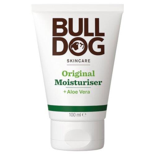 Original Moisturiser<br/><br/><b>Features</b><br/>With natural ingredients<br/>Aloe, camelina, green tea<br/>Cruelty-free international<br/>Good shopping guide ethical company<br/>Vegetarian Society approved<br/><br/><b>Lifestyle</b><br/>Not Tested on Animals<br/>Suitable for Vegetarians<br/><br/><b>Pack Size</b><br/>100ml ℮<br/><br/><br/><b>Ingredients</b><br/>Aqua (Water)<br/>Ethylhexyl Palmitate<br/>Caprylic/Capric Triglyceride<br/>Glycerin<br/>Aloe Barbadensis Leaf Juice<br/>Sorbitan Stearate<br/>Sodium Polyacrylate<br/>Pentaerythrityl Distearate<br/>Phenoxyethanol<br/>Camelina Sativa Seed Oil<br/>Sodium Stearoyl Glutamate<br/>Parfum (Fragrance)*<br/>Benzoic Acid<br/>Carbomer<br/>Tocopheryl Acetate<br/>Dehydroacetic Acid<br/>Amorphophallus Konjac Root Extract<br/>Limonene<br/>Camellia Sinensis (Green Tea) Leaf Extract<br/>Evernia Prunastri (Oakmoss) Extract<br/>Linalool<br/>Citronellol<br/>Geraniol<br/>Sodium Hydroxide<br/>Potassium Sorbate<br/>Sodium Benzoate<br/>Tocopherol<br/>Citric Acid<br/>*A blend of natural ingredients<br/><br/><b>Storage Type</b><br/>Ambient<br/><br/><b>Preparation and Usage</b><br/>Directions: Use morning and night. Apply evenly to face and neck after cleansing.<br/><br/>Country of Origin - United Kingdom<br/><br/><b>Origin</b><br/>Made in the United Kingdom<br/><br/><b>Company Name</b><br/>Bulldog Skincare For Men<br/><br/><b>Company Address</b><br/>332 Ladbroke Grove,<br/>
London,<br/>
W10 5AD,<br/>
UK.<br/><br/><b>Durability after Opening</b><br/>Months - 12<br/><br/><b>Web Address</b><br/>bulldogskincare.com<br/><br/><b>Return To</b><br/>Bulldog Skincare For Men,<br/>
332 Ladbroke Grove,<br/>
London,<br/>
W10 5AD,<br/>
UK.<br/>
bulldogskincare.com<br/><br/>