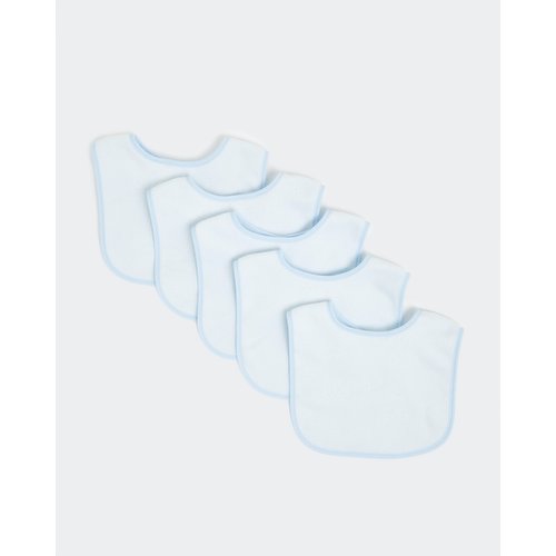 Cotton Rich Terry Bib (5 Pack)  Baby-Blue 