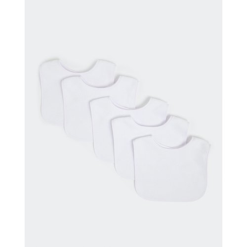 Cotton Rich Terry Bib (5 Pack)  White 