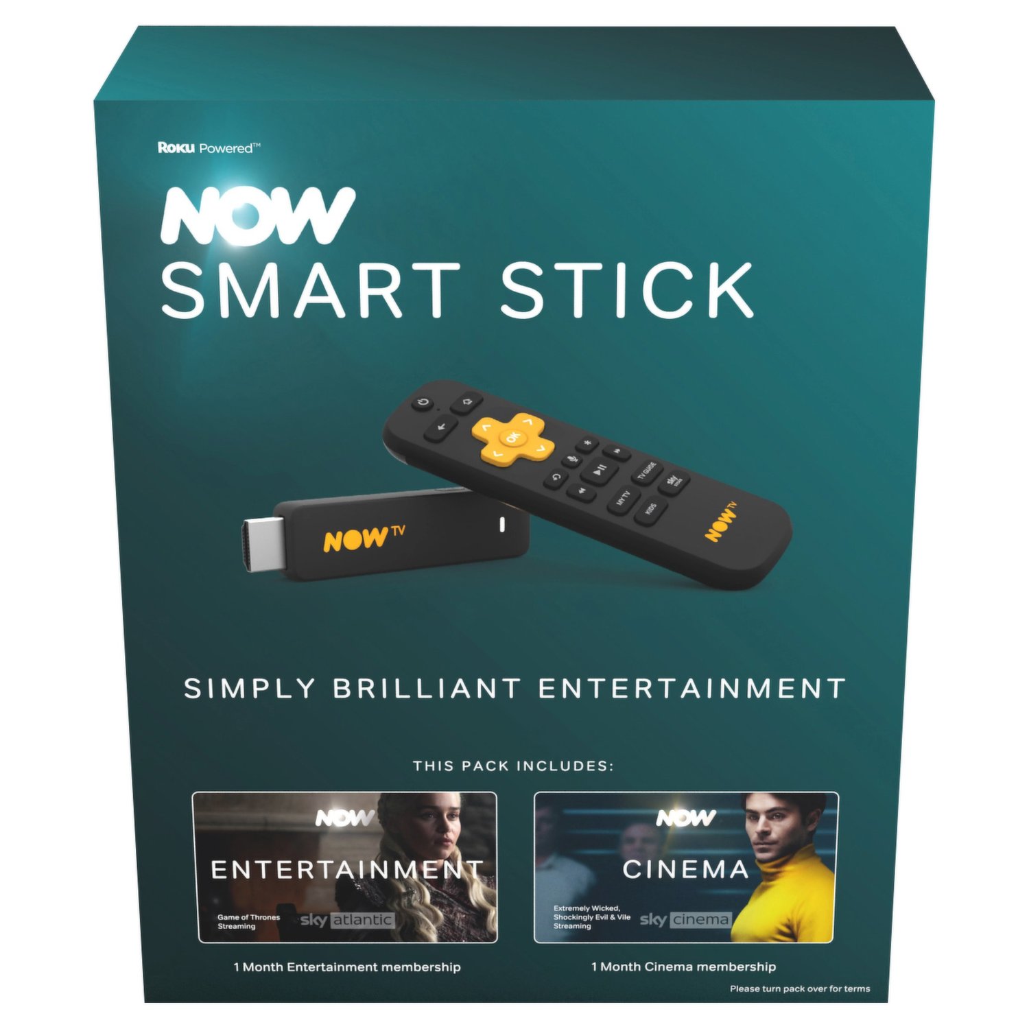 NOW TV Smart Stick with HD, Voice Search, 1 Month Entertainment, 1