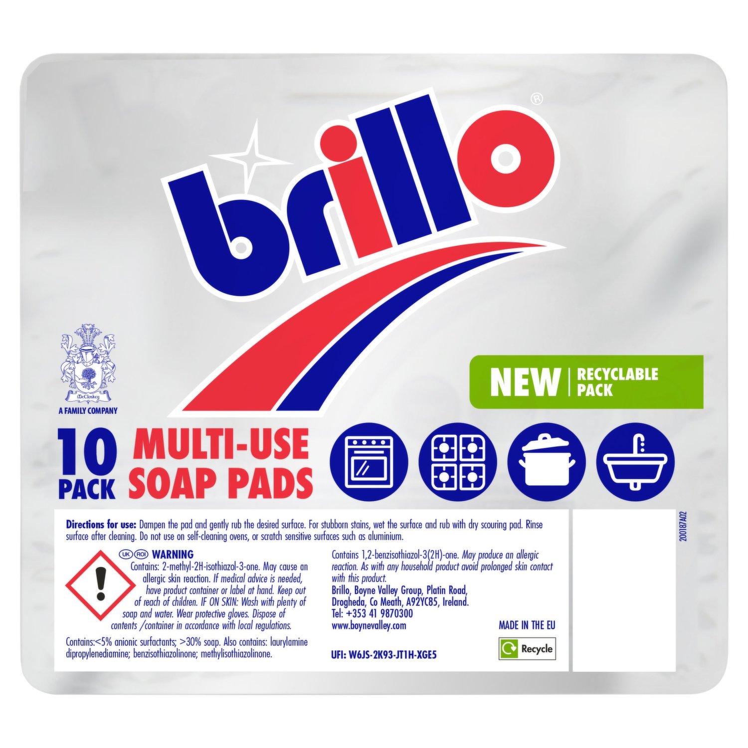Brillo Heavy-Duty Large Steel Wool Soap Pads (12-Count/Case of 12), Grey/Pink