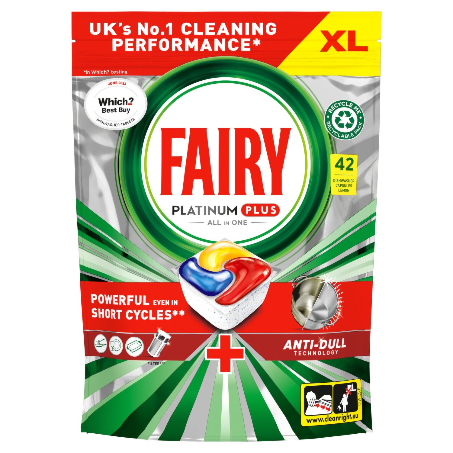 Fairy Platinum Plus Complete All-In-1 Dishwasher Tablets Bulk, 125 Tablets,  Lemon, With Anti-Dull Technology & Rinse Aid Action, Effective In Short  Cycles