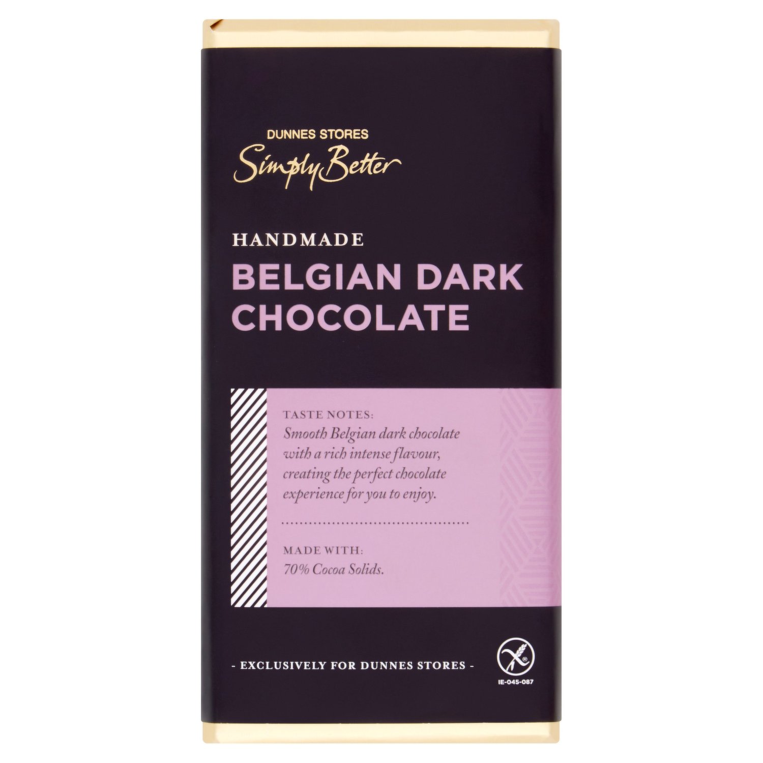 Dunnes Stores Simply Better Handmade Belgian Dark Chocolate 100g