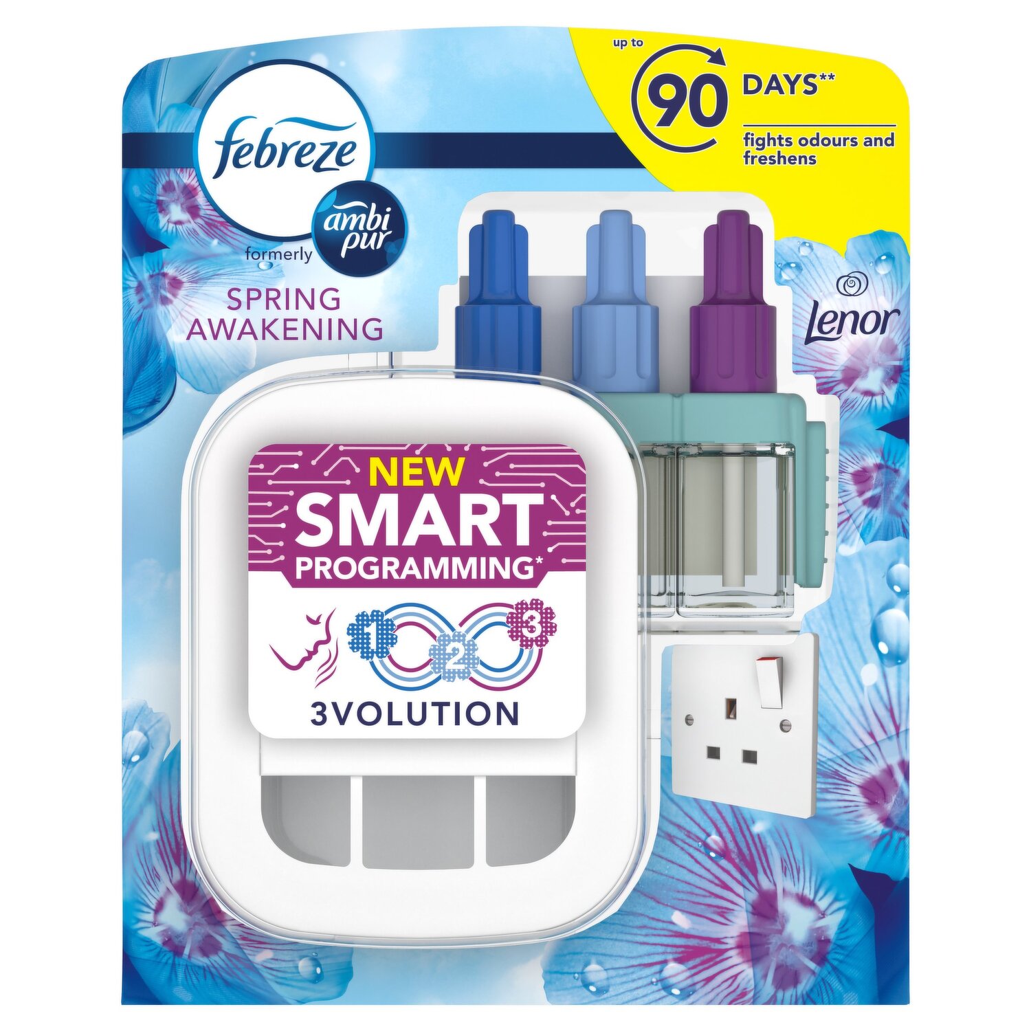 Febreze Lenor Spring Awakening Bathroom Air Freshener Fragrance Plug for  Continuous Odour Fighting and Prevention