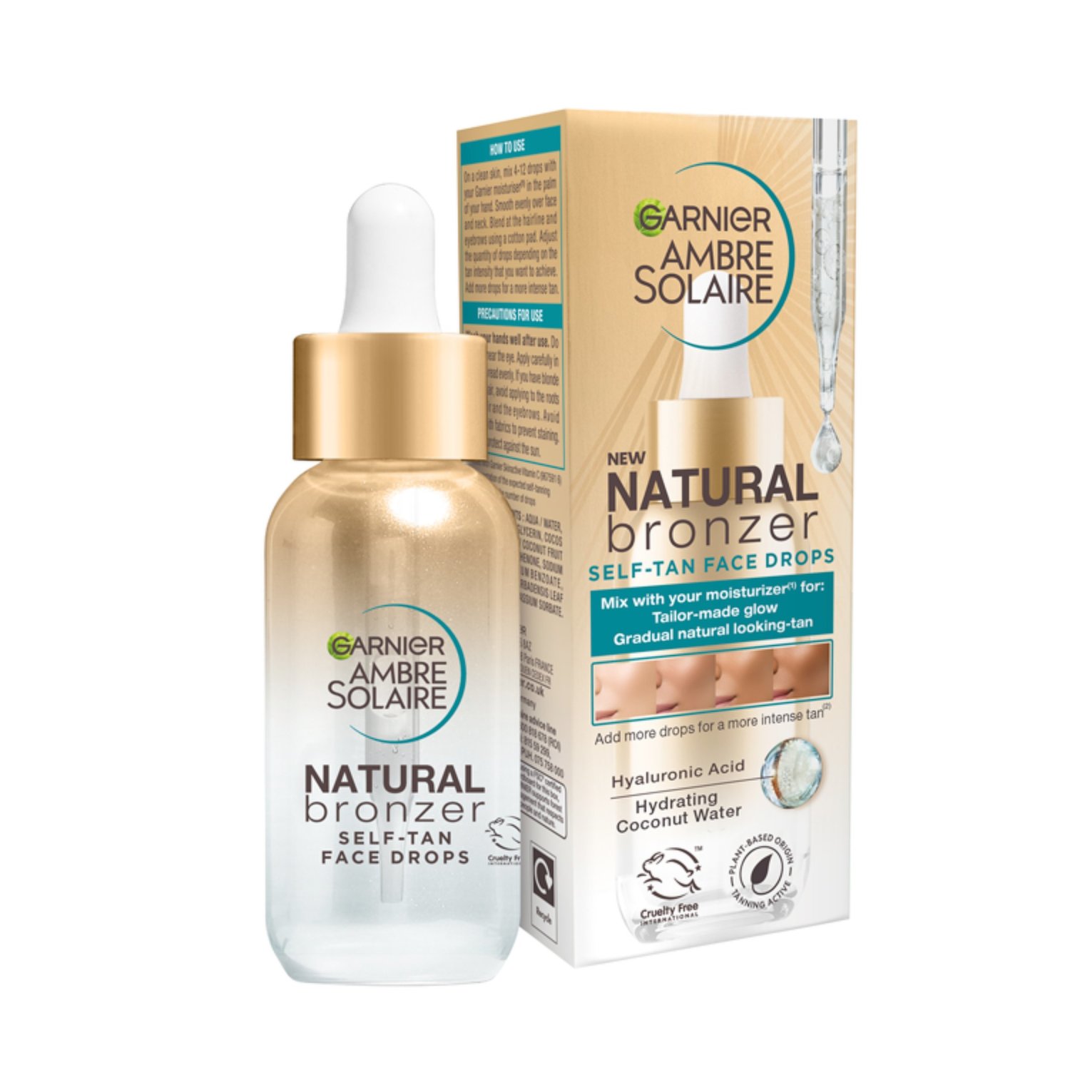 Self-Tan Solaire Garnier Natural Face Drops 30ml Bronzer Ambre