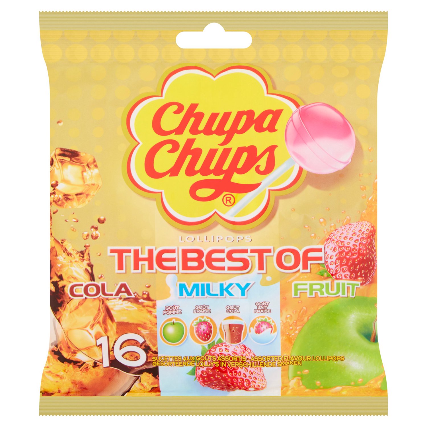 The Best Of Chupa Chups Lollipops Variety Pack Cola, Apple, Strawberry Cream