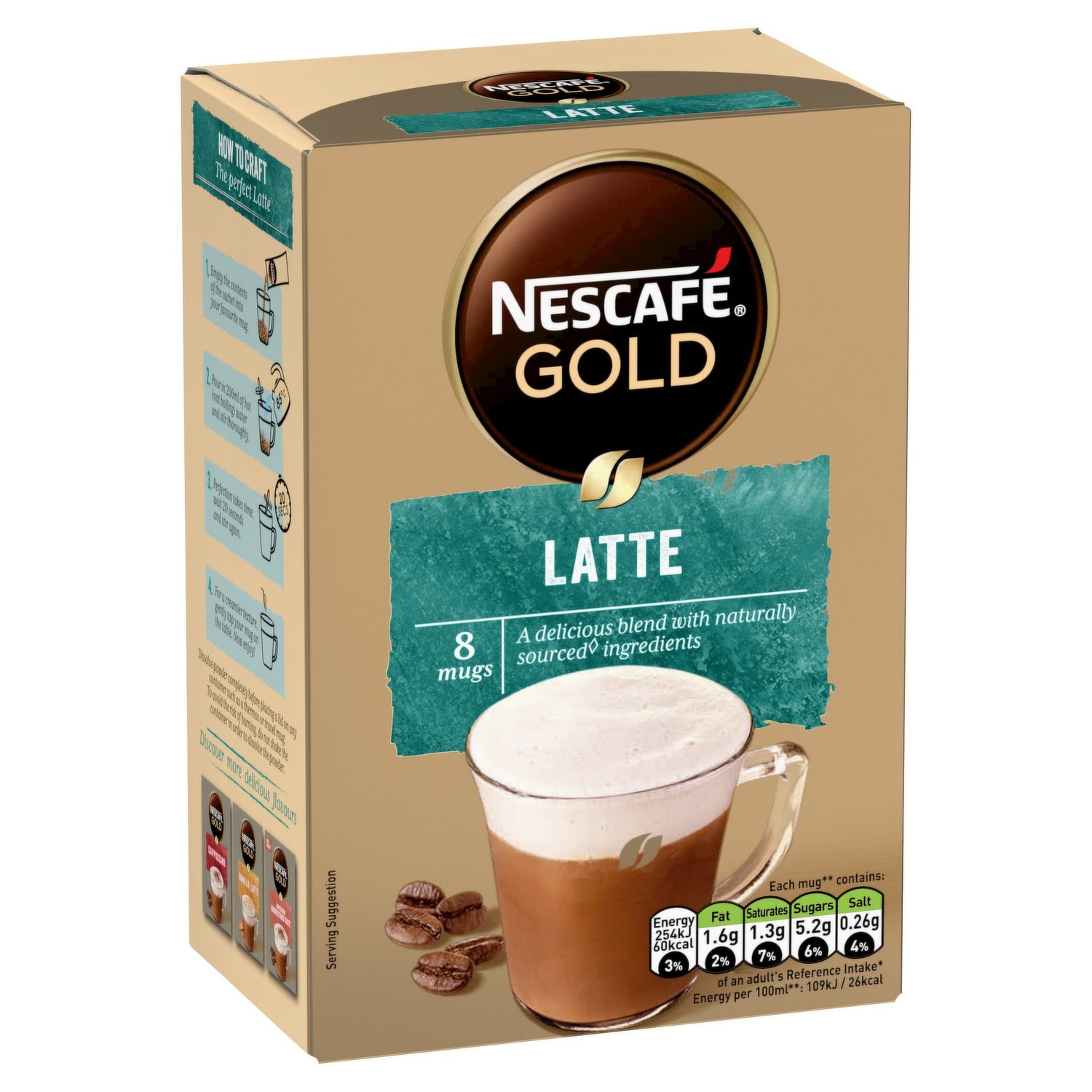 NESCAFE Gold Cappuccino Latte Sweetened Coffee Drink 240 Sticks X 18gm