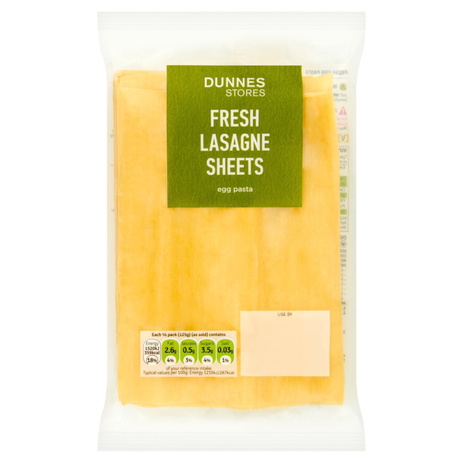 Dunnes Stores Fresh Lasagne Sheets Egg Pasta 250g