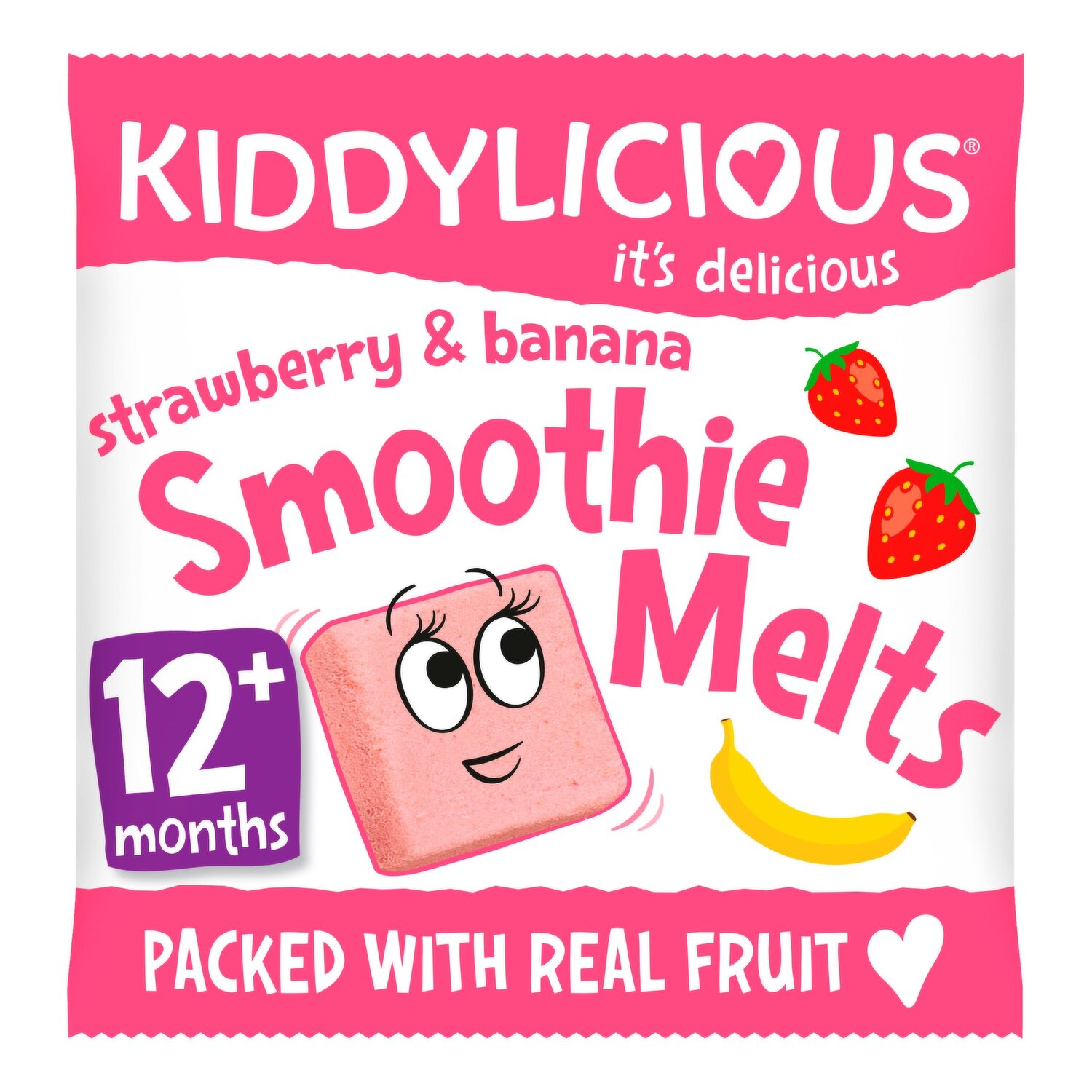 Kiddylicious Wafers, strawberry, baby snack, 6months+, multipack 10 x 4g