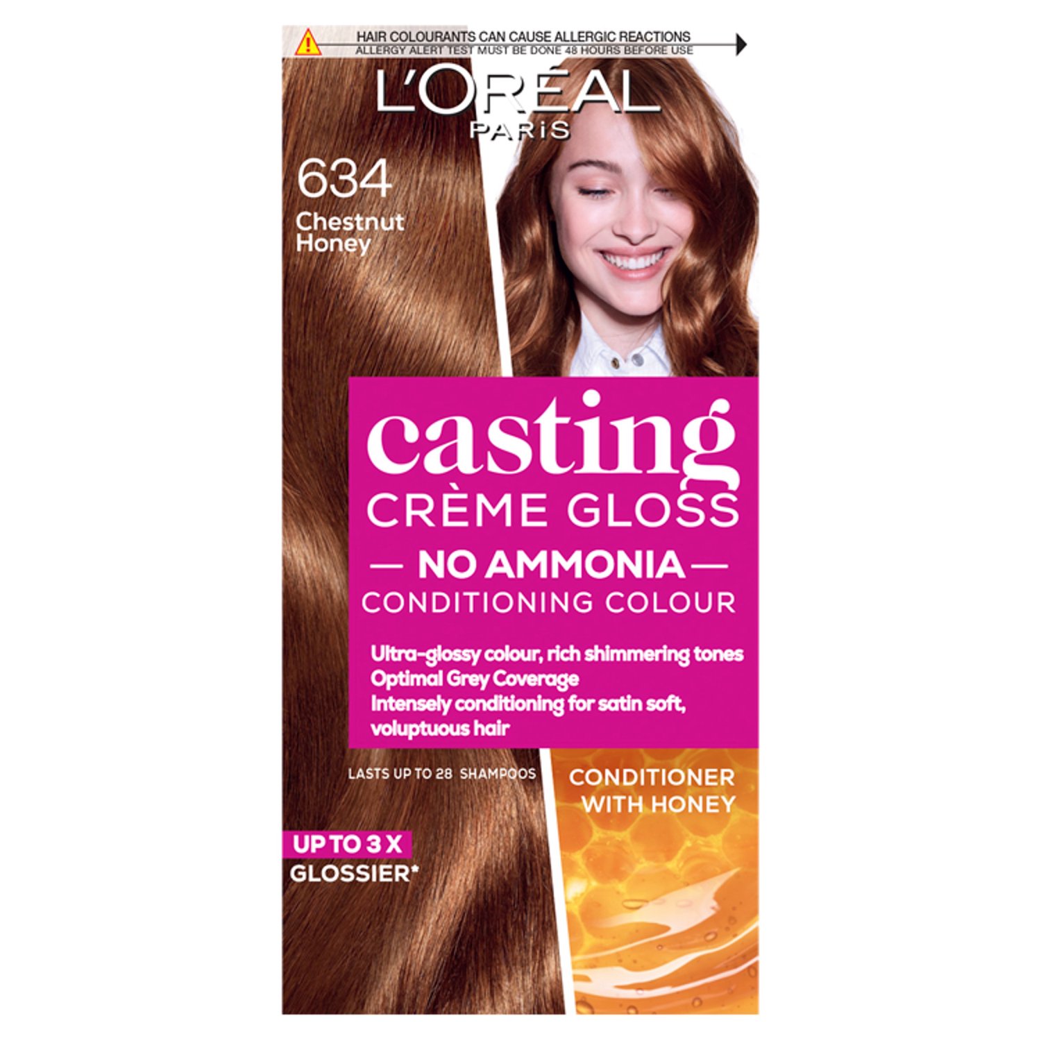 L'Oreal Casting Creme Gloss 634 Chestnut Honey Brown Semi Permanent Hair Dye