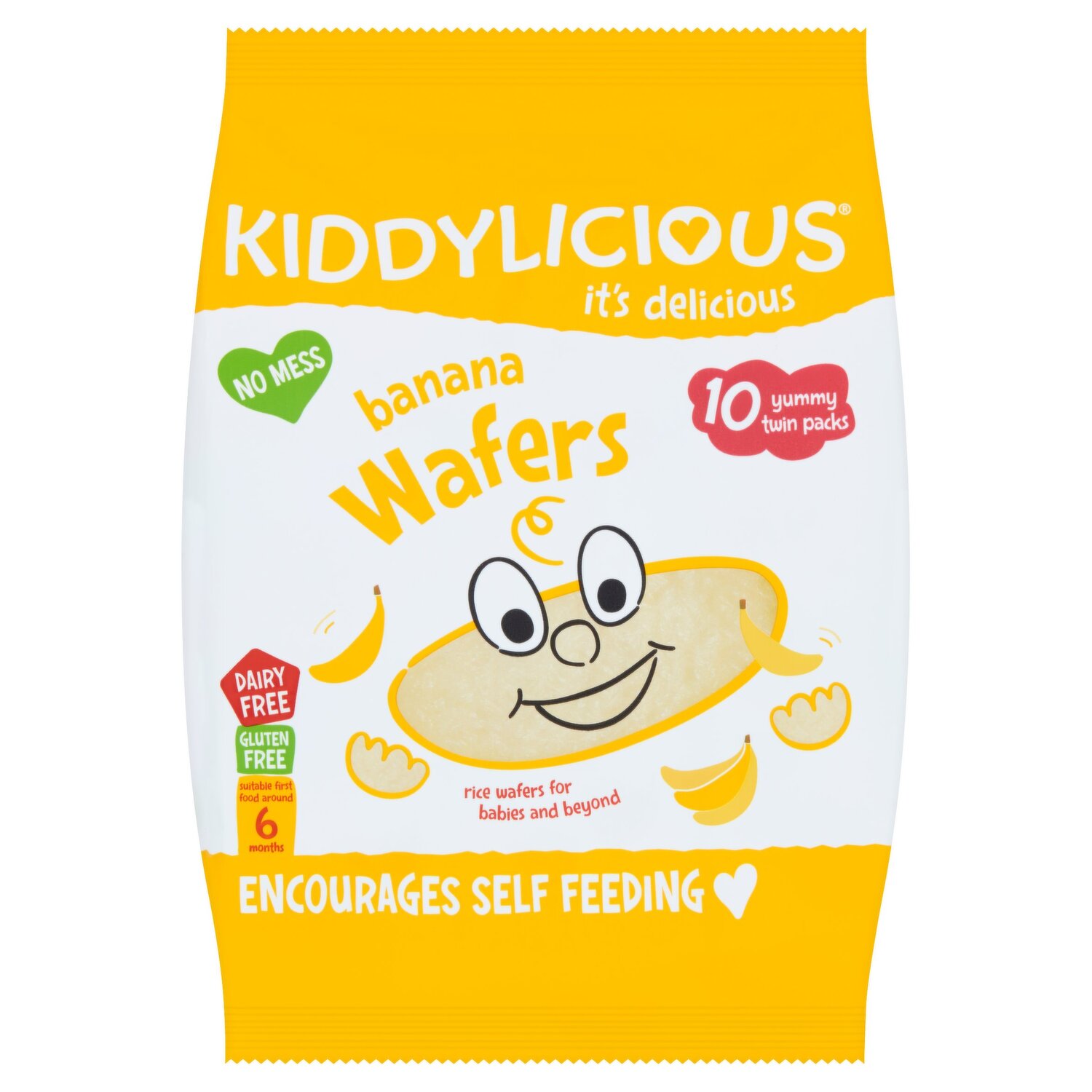 Kiddylicious Wafers, strawberry, baby snack, 6months+, multipack 10 x 4g