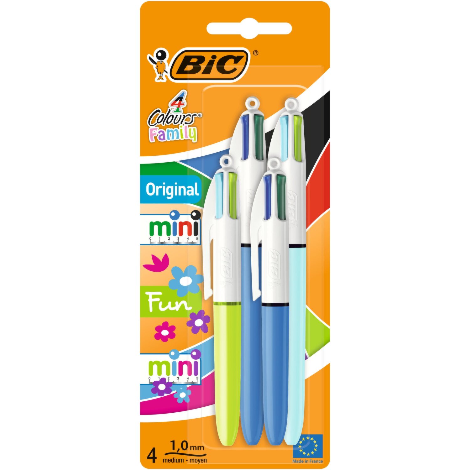 BIC Soft-Feel Ball Pen, 1.0 mm, x4 Blue