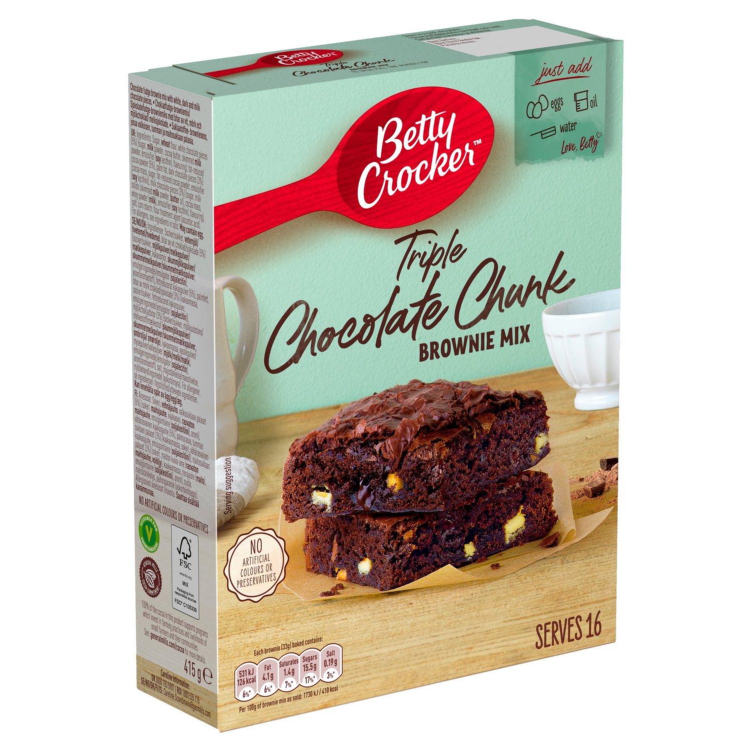 midnat 鍔 Forfølge Betty Crocker Triple Chocolate Chunk Brownie Mix 415g