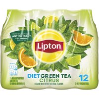 Lipton Diet Green Tea, Citrus, Bottles (Pack of 12), 202.8 Ounce
