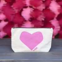 Lovely Heart Canvas Pouch, Pink, 1 Each