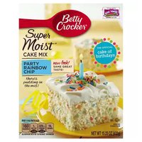 Betty Crocker Super Moist Cake Mix, Party Rainbow Chip, 15.25 Ounce