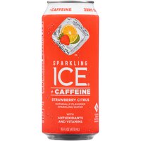 Sparkling Ice Water, Strawberry, Citrus, Caffeine , 16 Ounce