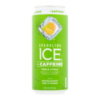 Sparkling Ice plus Caffeine Triple Citrus Naturally Flavored Sparkling Water, 16 Ounce