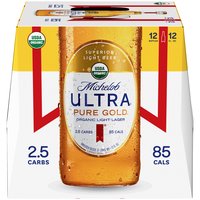 Michelob Organic Ultra Light Pure Gold Lager, Bottles (Pack of 12), 144 Ounce