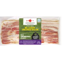 Applegate Naturals Uncured Bacon, Hickory Smoked, No Sugar, 8 Ounce