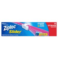 Ziplock Slider Storage Bags, Gallon, 15 Each