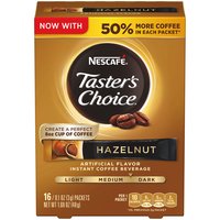 Nescafe Taster's Choice Coffee Sticks, Hazelnut , 16 Each