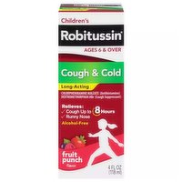 Robitussin Children'S Cough & Cold, Long-Acting, Fruit Punch Flavor, 4 Ounce