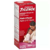 Children's Tylenol Pain and Fever Ages 2-11 Years Bubblegum Flavor, 4 Ounce