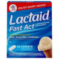 Lactaid Fast Act Lactase Enzyme, Caplets, 32 Each