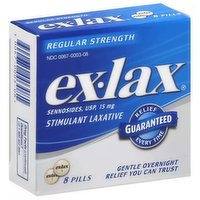 Ex-Lax Stimulant Laxative, Chocolate, Regular Strength, 8 Each