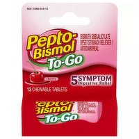 Pepto-Bismol Digestive Relief Chewable Tablets, Cherry, 12 Each