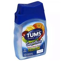 Tums Antacid, Chewable Tablets, Smoothies Assorted Fruit, 12 Each