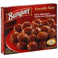 Banquet Zesty Marinara Sauce Over Meatballs, Family Size, 25 Ounce