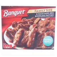 Banquet Backyard BBQ Boneless Patties Entrée, Family Size, 26 Ounce