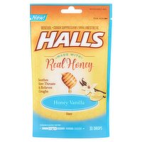 Halls Cough Drops, Honey Vanilla, 30 Each
