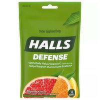 Halls Defense Dietary Supplement Drops, Assorted Citrus Flavor, 30 Each