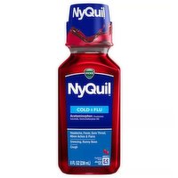 Nyquil Cold & Flu Relief Liquid, Nighttime, Cherry, 8 Ounce