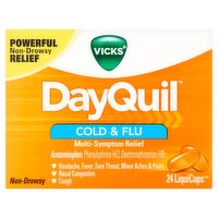 Dayquil Cold & Flu Relief Liquicaps, Multi-Symptom, 24 Each