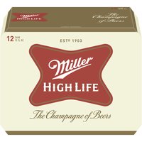 Miller High Life American Lager Beer, Cans (Pack of 12), 144 Ounce