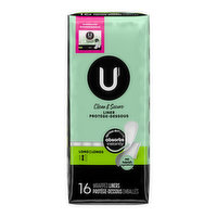 U by Kotex Clean & Secure Wrapped Panty Liners, Light Absorbency, Long Length, 16 Each