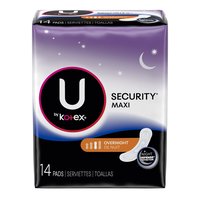 U Kotex Security Maxi Pad, Overnight, Unscented, 14 Each