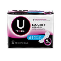 U by Kotex Clean & Secure Ultra Thin Pads, Regular Absorbency, 22 Each