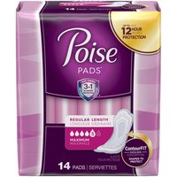 Poise Pads Regular Length Maximum Absorbency, 14 Each