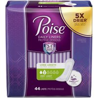 Poise Very Light Absorbency Liners, Long Length, 44 Each