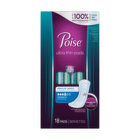 Poise Ultra Thin Incontinence Pads Moderate Absorbency, 18 Each