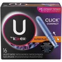 U By Kotex Plastic Applicator Click Tampons, Super Plus, 16 Each